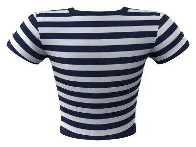 Striped Crew Neck Vintage Crop T-Shirt Top Low-poly 3D model