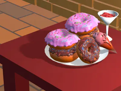 Doughnuts  Low-poly 3D model