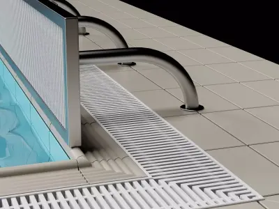 Swimming Pool Starting Block Dive Platform Pack PBR Game Ready 3D model