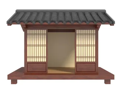 Japanese Wooden gazebo 3D model