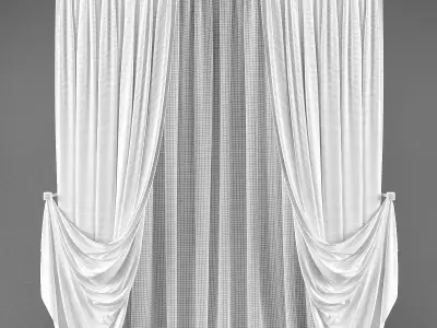 Curtains509 curtain with drapes Low-poly 3D model