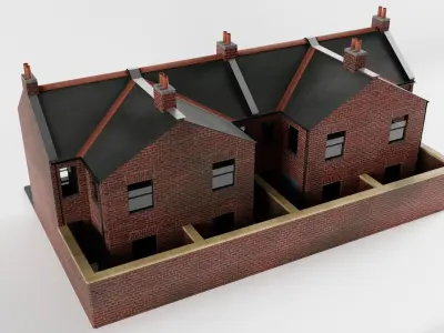 Row of Victorian Houses 3D model