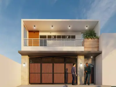 two storey garage with function hall 3D model