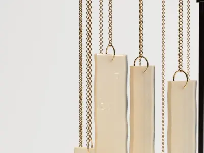 Glass Plate Brass Ceiling Pendant 3D model
