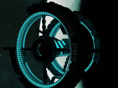 3D Sci-fi Space Station Low-poly 3D model