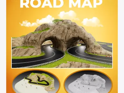 Road map Low-poly 3D model