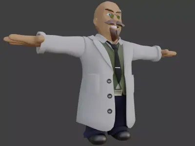Cartoon Scientist Not Rigged 3D model