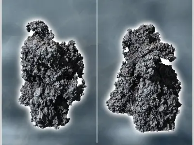 Set four explosions with smoke plume 6 - Modern WW2 WW1 World Wa 3D print model