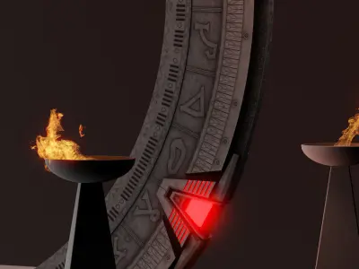 The Gate circle with lights Low-poly 3D model