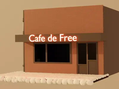 Snowy cafe basemesh free Free low-poly 3D model