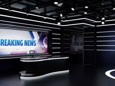 Virtual TV News Studio 3D model