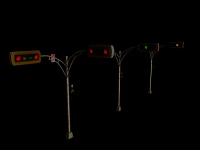 Street  Traffic Signal Lights  Low-poly 3D model