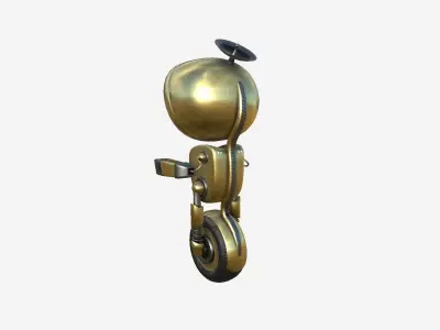 Wheel Robot H07 Gold - SciFi Character Design Low-poly 3D model
