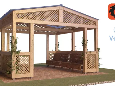 Bungalow gazebo plans free woodworking plans and projects Low-poly 3D model