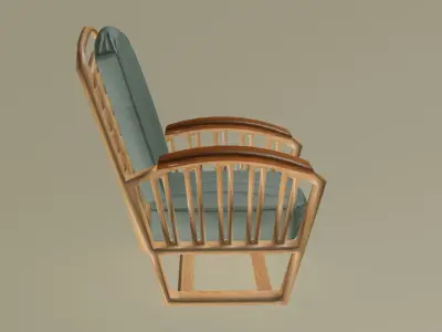 Modern wooden and cotton lounge chair 3D model