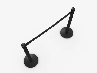 3D Airport Stanchions Black Short 3D model