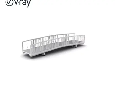 Curved Modular Walkway Bridge I model pack Low-poly 3D model