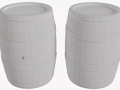  Medieval Wooden Barrel Low-poly 3D model