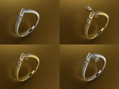 Set Light Fashion Ring - 3D Jewelry - 4 Models 3D print model
