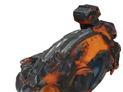 SciFi Industrial Rusted Component Low-poly 3D model