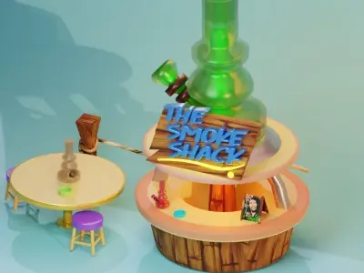 A bong shop blender lowpoly Low-poly 3D model