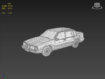Old style sedan Low-poly 3D model