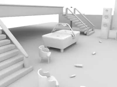 Mini Mansion Interior  Low-poly 3D model