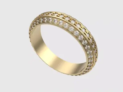 Triple Row Gemstone Ring JDBCo 3D print model