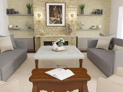 Transitional Living Room Style  3D model