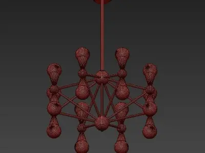 Lampara brass chandelier with glass balls 3D model