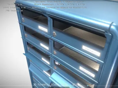 Apartment Block Mailbox 1 Animated Version Low-poly 3D model