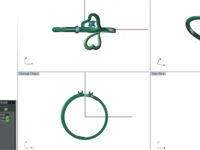 Solitaire Wedding Engagement Women Heart Bypass Rings 3D print model