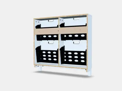 STALL Shoe cabinet with 4 compartments 1 Low-poly 3D model