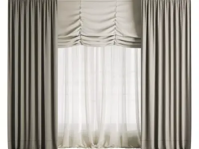 Silk and Satin Curtain Low-poly 3D model