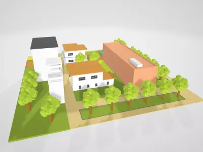 Andscaping around public building Free 3D model