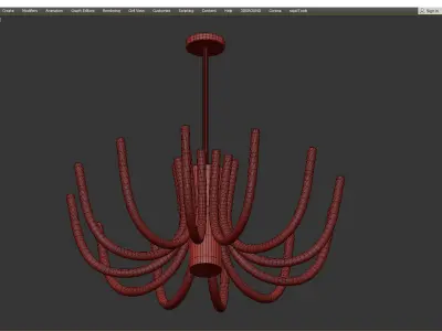 KUTAER modern chandelier in brass Low-poly 3D model