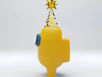 Among Us Yellow Party Hat Character 3D model