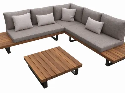 Outdoor set 5 seater corner sofa coffee table 3D model