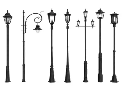Street Lamp Low-poly 3D model 14
