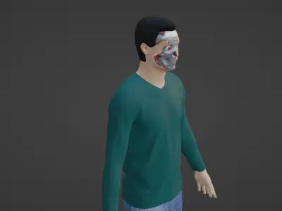 Cyborg Character- Robot Man Low-poly 3D model