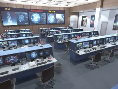 Mission Control Center Low-poly 3D model