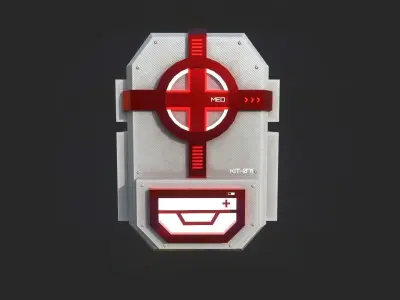 Sci-Fi Medic Kit Backpack - Character Design Low-poly 3D model