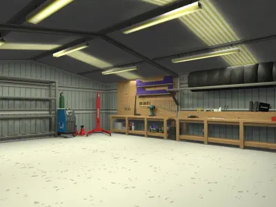 Garage low-poly 3D model Low-poly 3D model