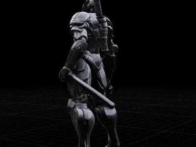 Onyx Vanguard  Futuristic Cyber Samurai Warrior Low-poly 3D model