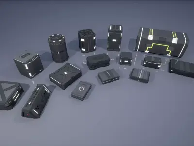 Sci-Fi Box Pack Low-poly 3D model