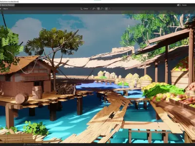anime market project made with blender 3D model