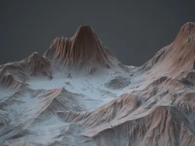 Snowy Mountains PBR Game Ready Low-poly 3D model