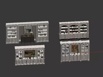 Wine cabinet combination 3D model