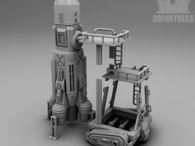 Rocket and rocket launcher 3D print model