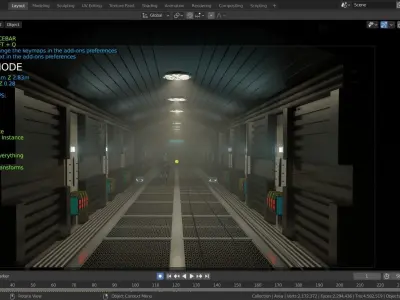 dead space sci-fi corridor Low-poly 3D model